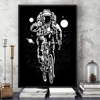 Astronautas Dviračių Žuvų Čiuožėjas Galaxy Valtis Sienos Meno Tapybos Drobės Šiaurės Plakatai Ir Spausdina Sienos Nuotraukas Gyvenimo Kambario Dekoro  5