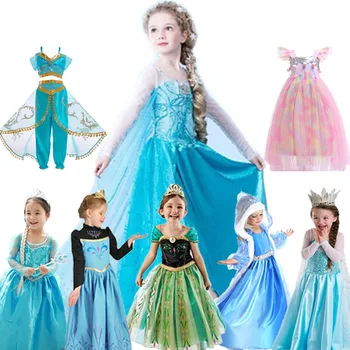 Princesė Suknelės Helovinas Dress Merginos Kostiumas Išgalvotas Šalis Cosplay Baby Vaikų Kalėdų Gimtadienio Rinkinys Drabužiai  10