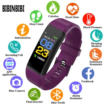 BIBINBIBI Žiūrėti Moterys Vyrai Vaikas Mados Smart Širdies ritmo Monitorius Kraujo Spaudimas Fitness Tracker Smartwatch Laikrodžiai, skirta 
