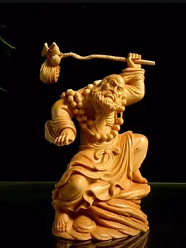 Mediniai Bodhidharma statulėlės masyvo, medžio drožyba Budos statula Šiuolaikinio meno skulptūrų Namų puošybai darbalaukio figūrėlės  5