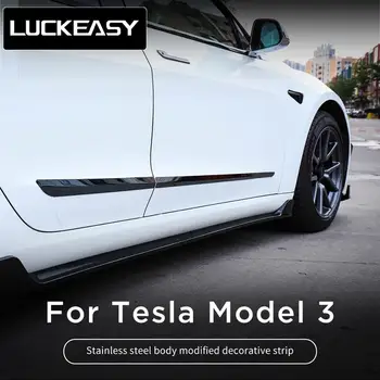 Už Tesla model3 2022 Automobilių Reikmenys Šildomi Pakeitimo Nerūdijančio Plieno, Anglies Pluošto Juoda Titano Kūną Puošia Juostelės  10