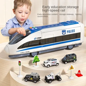 2022 Nauja Vaikų Traukinio Žaislų Didelio masto Gautinos Kelio Pradžioje Mokymo Įdomus Automobilio Modelį Inercinės Šviesos Muzika Vaikams Dovanų  10