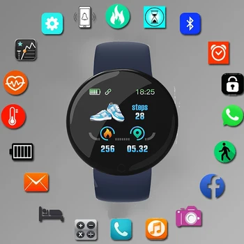 Naujas Smart Watch Vyrai Moterys Smart LED Apyrankė D18 Smartwatch Vandeniui Smart Touch Screen Apyrankę Smartband 2022 Inteligente  4