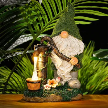 Lauko Saulės Sodo Lempos Šviesos Ornamentų Animacinių Filmų Gnome Statulos Nykštukas Dervos Amatų Kiemas Namų Balkono Dekoravimas Ornamentais  10