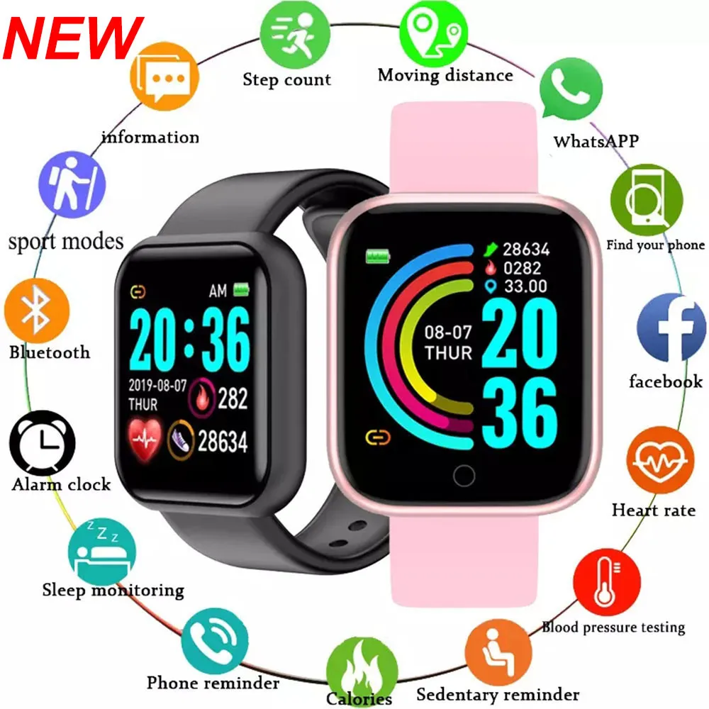 2022 Originalus D20 Pro Vyrų Smart Watch Širdies Stebėti Sporto Seklys atsparus Vandeniui Sporto Moterims Smartwatch Y68 Laikrodžiai PK Huawei GT2