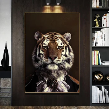 Gyvūnų Sienos Meno Tapybos Drobės Tigras Pone Menas, Plakatų ir grafikos Tigras Džentelmenas Nuotraukos Kambarį Šiuolaikinių Namų Puošybai  10