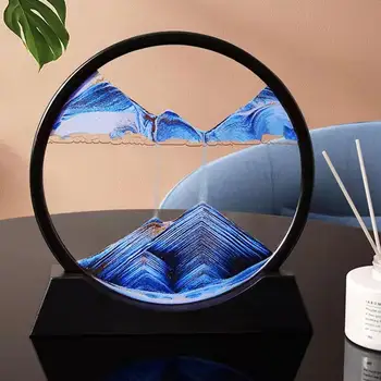 5 Colių 3D Dreni Dekoro Nuotraukos Turas Stiklo Judančios Smėlio Meno Judesio Ekrane Teka Smėlio Rėmas Namų Dekoro smėlio laikrodis  0