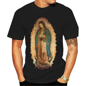 Our Lady of Gvadalupės Mergelės Marijos Madona Religinių Grafinis T-Shirt Vasarą Vyrams trumpomis Rankovėmis O-Kaklo Unisex Marškinėliai Naujas  5