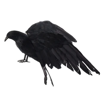 Helovinas prop plunksnos Varna paukščių didelis 25x40cm skleisti sparnus Juoda Varna žaislo modelis, zaislu,Veiklos prop  3