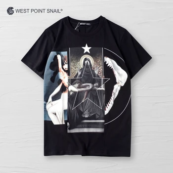Vyrų, Moterų, T-Shirt Grožio Jėzus Žvaigždžių Grafinis Spausdinti Tees Atsitiktinis Vakarų Gotikos Stilių, O-Kaklo Marškinėlius Broadcloth Trumpomis Rankovėmis Viršūnes  5