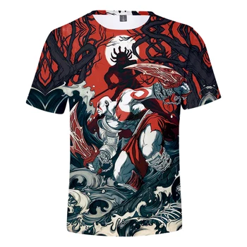 NAUJAS Žaidimas God Of War 3D Print T-Shirt Vyrai Moterys Mados Streetwear O-Kaklo trumpomis Rankovėmis T Shirts Hip-Hop Negabaritinių Viršūnes Drabužiai  5