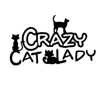 14CM*8CM Crazy Cat Lady Lipdukas Vinilo Decal Automobilių Lipdukas Juodas/Skiedra C8-0033  5