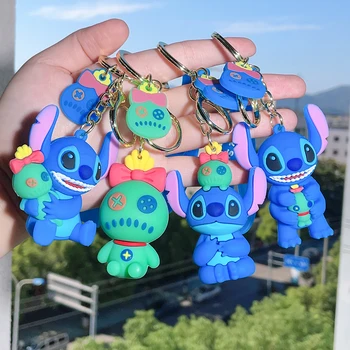 Mielas Dygsnio Silikagelio Keychains Animacinių filmų Lilo & Stitch Anime Keyholder Disney Pakabukas Keyrings Bag Kabantys Papuošalai, Dovanos  10