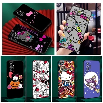 Sanrio Hello Kitty Animacinių filmų Telefoną Atveju Xiaomi Redmi Pastaba 11E 11S 11 11T 10 10 9 9T 9S 8 8T Pro Plus 5G Juoda Funda Dangtis  5