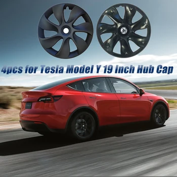 Už Tesla Model Y Serija 19 Colių Hub Bžūp Efektyvumo+ Keičiamų Varantys Bžūp Automobilių Stebulės Dangtelis Visiškai Padengti Priedai 4pcs 2018-2022  5