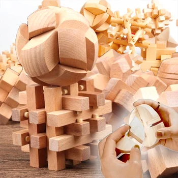 Medinės 3D Paspaudę Blokai Galvosūkiai Streso Atsarginiais Išlaisvinti Žaislai Mergaitėms Berniukai Žvalgybos Švietimo Vaikai Vaikai  10
