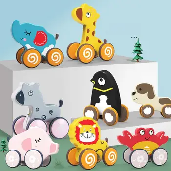 Naujas Baby Traukti Virvę Pėsčiomis Žaislas Kūrybos Mielas Animacinių Filmų Hippo Kiaulių Šuo Dramblys Gelsvai Vilkite Automobilių Gyvūnų Traukti Virvę Žaislas Automobilis Vaikų Žaislas  5