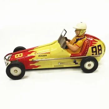 [Juokingi] Suaugusiųjų Kolekciją Retro Vėjo iki žaislas Metalo Skardos Senovinių automobilių, Nr. 98 F1 Lenktynių automobilių Mechaninis Prisukamas žaislas duomenys  5