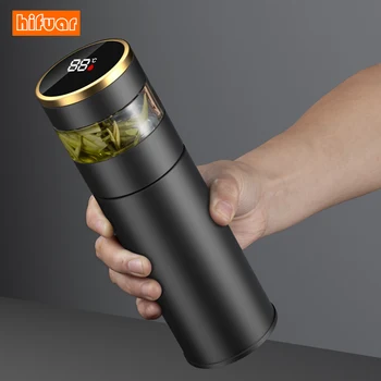 Temperatūros Ekranas Smart Vandens Butelis Protingas Nerūdijančio Plieno Termosas Vakuuminių Kolbų Thermoses Kavos Puodelio  10