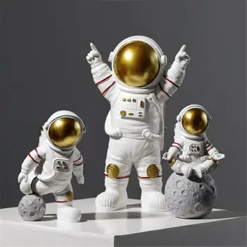 Kūrybos Astronautas Figūrėlės Dervos Skulptūra Darbalaukio Mados Astronautas Miniatiūros Kosmonautas Statula Su Mėnulio Dekoro Dovana Vaikams  5