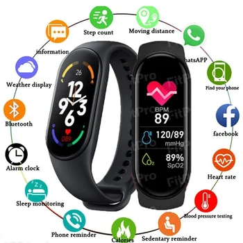 M7 Smart Watch Vyrų Fitneso Tracker Laikrodžiai Širdies ritmo Sveikatos Stebėti M7 Smart Grupė Moterų Fitneso Apyrankę už Mobilųjį Telefoną  5