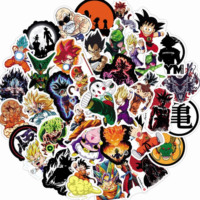50 Naujų Anime Dragon Ball Z Riman Grafiti Lipdukai Animacinių filmų Simbolių Animacinis Vandens Puodelį Vežimėlio Lauke наклейки Lipdukai Z Kawaii