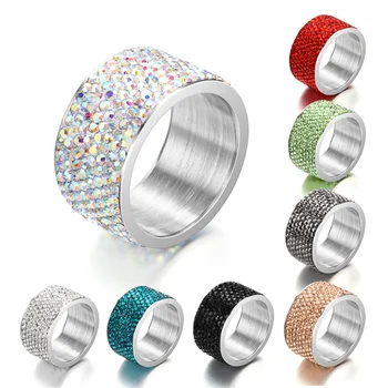 Sinogaa 2021 Naujas Mados Žiedas Visiškai Crystal Žiedą, Sąnarių Žiedai, Nerūdijančio Plieno Žiedas Moteris Ir Vyras Papuošalai Didmeninės Vestuvių Žiedai  5
