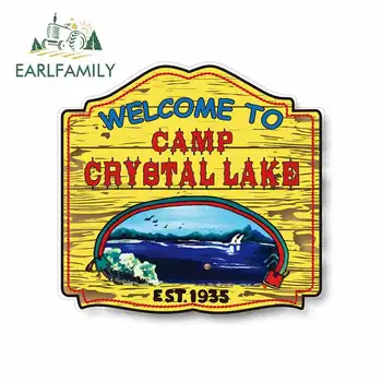 EARLFAMILY 13cm x 12,5 cm Stovykla Crystal Lake Vinilo Lipdukas Lipdukas Automobilių, Sunkvežimių Pinup Įbrėžimams Atspariu Lipdukas Tinka VAN RV  10