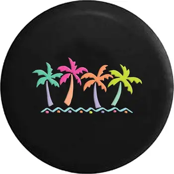556 Pavarų Atogrąžų Palmių Medžių Paprasta Beach Vacation Atsarginių Padangų Dangtelis Juodas-30  5