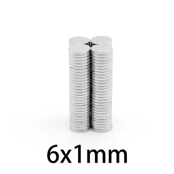 50~1000 vnt 6x1mm Neodimio Magnetai, Stiprūs, 6mm x 1mm Nuolatinis Magnetas Maži, Apvalūs 6x1mm Plonas Galingas Magnetinis Magnetas 6*1mm  5
