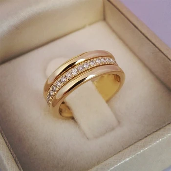 Mados moteriški Žiedai vienoje Eilėje Kubinis Cirkonis Žiedas Paprastas Aukso Spalvos Piršto Žiedai Moterų Vestuvės Vestuvinis Papuošalai, Aksesuarai  5