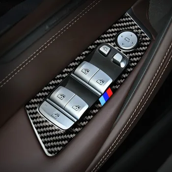 Automobilių langų keltuvai jungiklis, anglies pluošto dekoratyvinis porankiu skydo lipdukas,BMW 5 Serijos G30 2018 m., RHD LHD interjeras, acc  5
