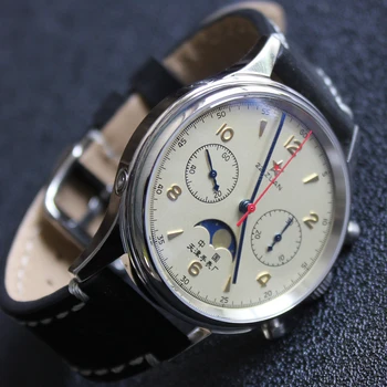 1963 Chronograph Watch Vyrų Pilotas Mechaninė Laikrodį Oro Pajėgų žiūrėti 40mm Safyras Sustoti Žiūrėti Mėnulio fazės Reloj Hombre Laikrodis  10