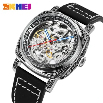 Mados vyriški Laikrodžiai Prekės SKMEI Visiškai Automatinis laikrodis išskaptuotas Mechaniniai Laikrodžiai Žmogui Laikrodis Prabangūs Suknelė Laikrodis  10