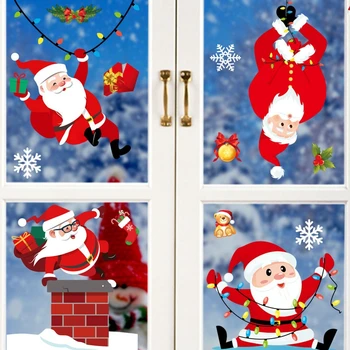 Kalėdų Santa Claus Langą Lipdukai Linksmų Kalėdų Dekoracijos Namų Navidad 2022 Kalėdų Papuošalai Dovana Naujųjų Metų 2023  5