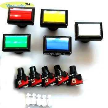 yinglucky Arcade mygtuką LED12V 1Pc žaidimo mašina Stačiakampio Arcade Mygtukas su led lempos apšviestas 5 Spalvų  5