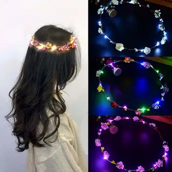 Žėrintis Girliandą Vestuves Karūna Gėlių ekrano užsklandą LED Šviesos Kalėdų Neon Vainikas Apdailos Šviesos Plaukų Girliandas Hairband  10