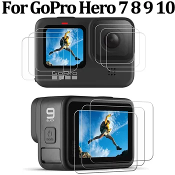 Už GoPro Hero 10 9 8 Juodas Objektyvas & Priekyje ir užpakalinėje 9H HD Grūdintas Stiklas Sunku Screen Protector, skirta GoPro Hero10 Max Hero9 Hero8  5