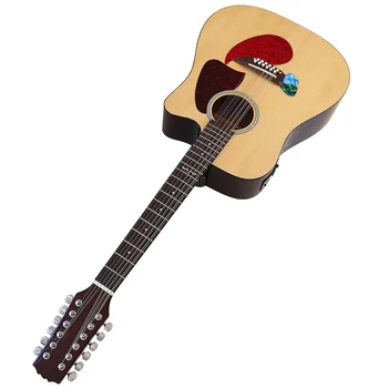 Elektros Akustinė Gitara 12 Stygų Liaudies Gitara 41 Colių Eglės Viršuje Matiniu paviršiumi Cutaway Dizainas su EQ Imtuvo Funkcija  4