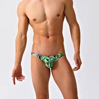 G56 seksualus žalia spausdinti mažas juosmens vyrų maudymosi kostiumėliai, naujas vasaros paplūdimio stora vyrų plaukimo maudymosi plaukti liemens kelnės bikini, mažas dydis  10