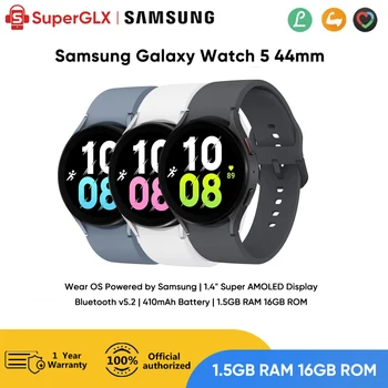 Originalus Samsung Galaxy Žiūrėti 5 44mm Smartwatch Safyro Stiklo Ekranas Kraujo Spaudimo Matavimas EKG Fitneso Žiūrėti spartusis įkrovimas  10