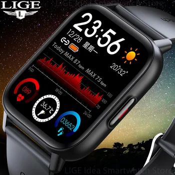 LIGE Sporto Treniruoklių Smart Watch Vyrų 1.7 Colių Smartwatch Moterų Realiu laiku Širdies ritmo Skaitmeniniai Laikrodžiai Temperatūra Stebėti Apyrankė  5
