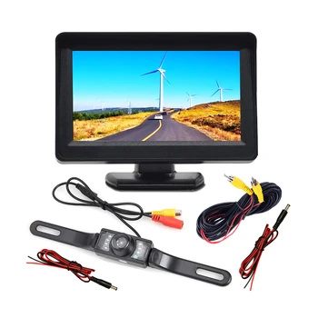 Automobilio Galinio vaizdo Kamera Masto Laipsnis, 4.3 colio TFT LCD Spalvotas Ekranas Saugaus Parkavimo Atbuline eiga Galinio vaizdo Monitorius 2In1 Stovėjimo Rever  5