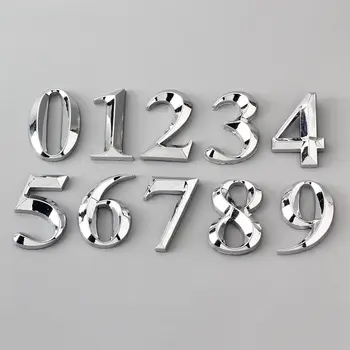 5cm Sidabro Namo Numeris Lipdukai 3D Lipni, Durų Plokštė Pasirašyti Skaitmenų ABS Plastiko Etiketė Butas Hotel Biuro Duris Adresas  4