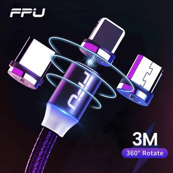 FPU 3m Magnetinio Micro USB C Tipo Greito Įkrovimo Kabelis USB Tipo C Magnetas Kabelis, Skirtas 