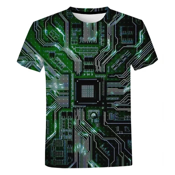 Taivano 3D Elektronika Chip Karai Streetwear Marškinėliai vyriški moteriški Kompiuterio CPU Atspausdintas Trumpas Rankovės Atsitiktinis Mados T-Shirt  10