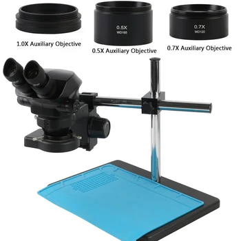 7-45X 7X-50X Didelis Dydis Metalo Stovas Stereo Binokulinis Mikroskopas + 0,5 X 2X 1X Pagalbiniai Tikslas Objektyvas LAB Telefono PCB Litavimo  10
