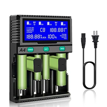 AA AAA 9V Baterijos Kroviklis 4 Slots LCD Įkroviklis, Įkraunamos Baterijos, USB Įvesties Protingas Saugus Baterijų Kroviklis 18650  5