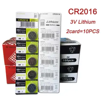 10VNT/2Card CR2016 3V Mygtukas Baterijų LM2016 BR2016 DL2016 Ląstelių Monetos Ličio Baterija Žiūrėti Elektroninių Žaislų Skaičiuotuvai  5