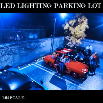 Diorama 1/64, LED Apšvietimas, Garažas Akrilo Viršelio Modelio Automobilių Stovėjimo Aikštelė Surinkimo Ekranas Kalėdų dovana  10